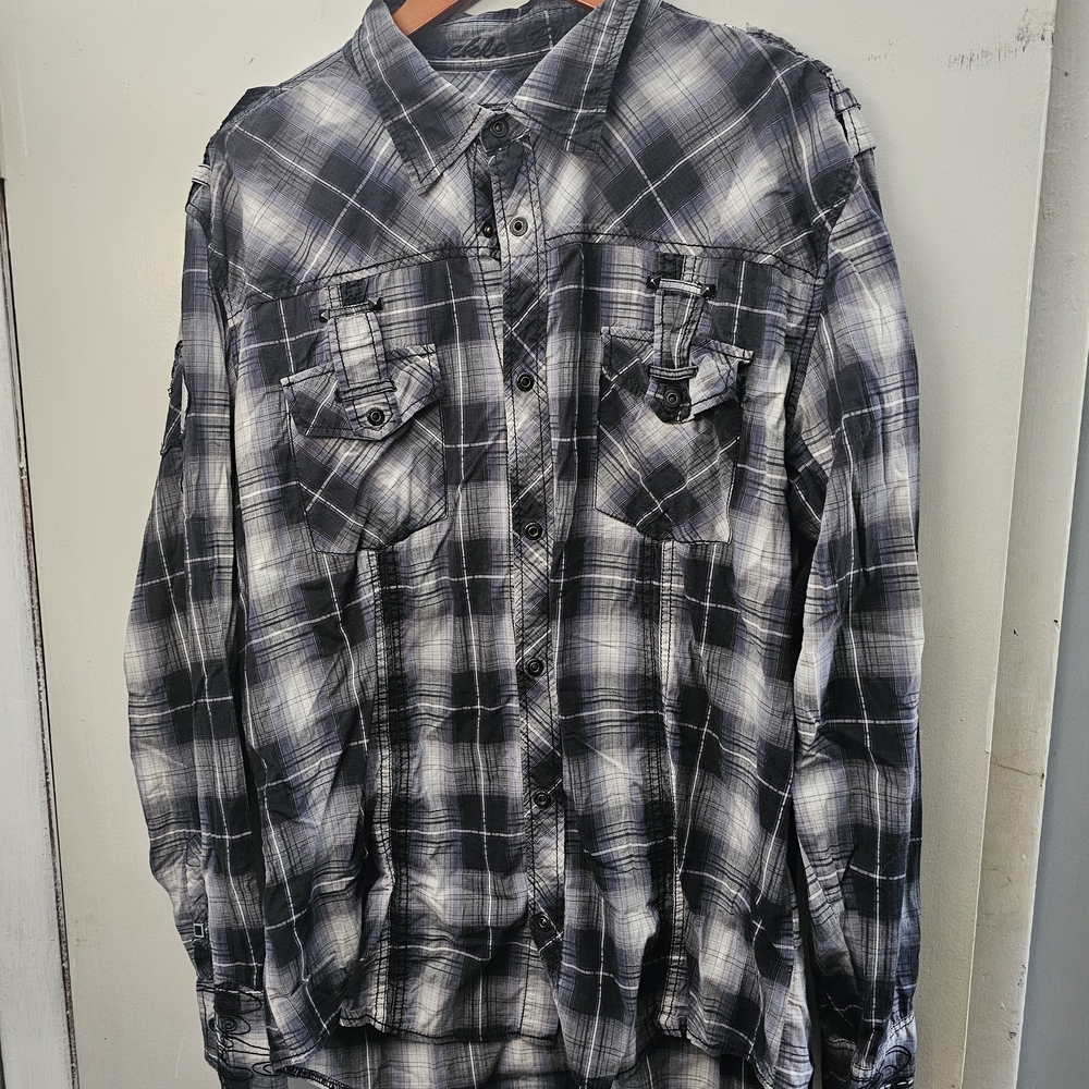 Buckle Black and White Plaid Shirt